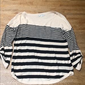 Nude and black striped long sleeve shirt